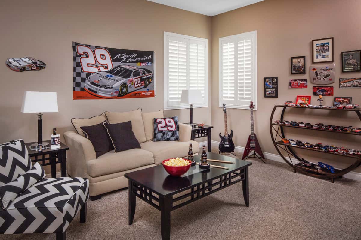 San Jose man cave with shutters